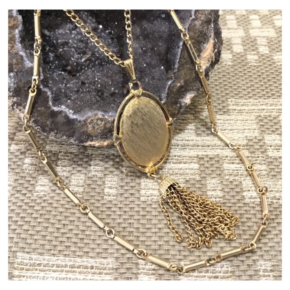Dual Chain Large Tassel Pendant Necklace